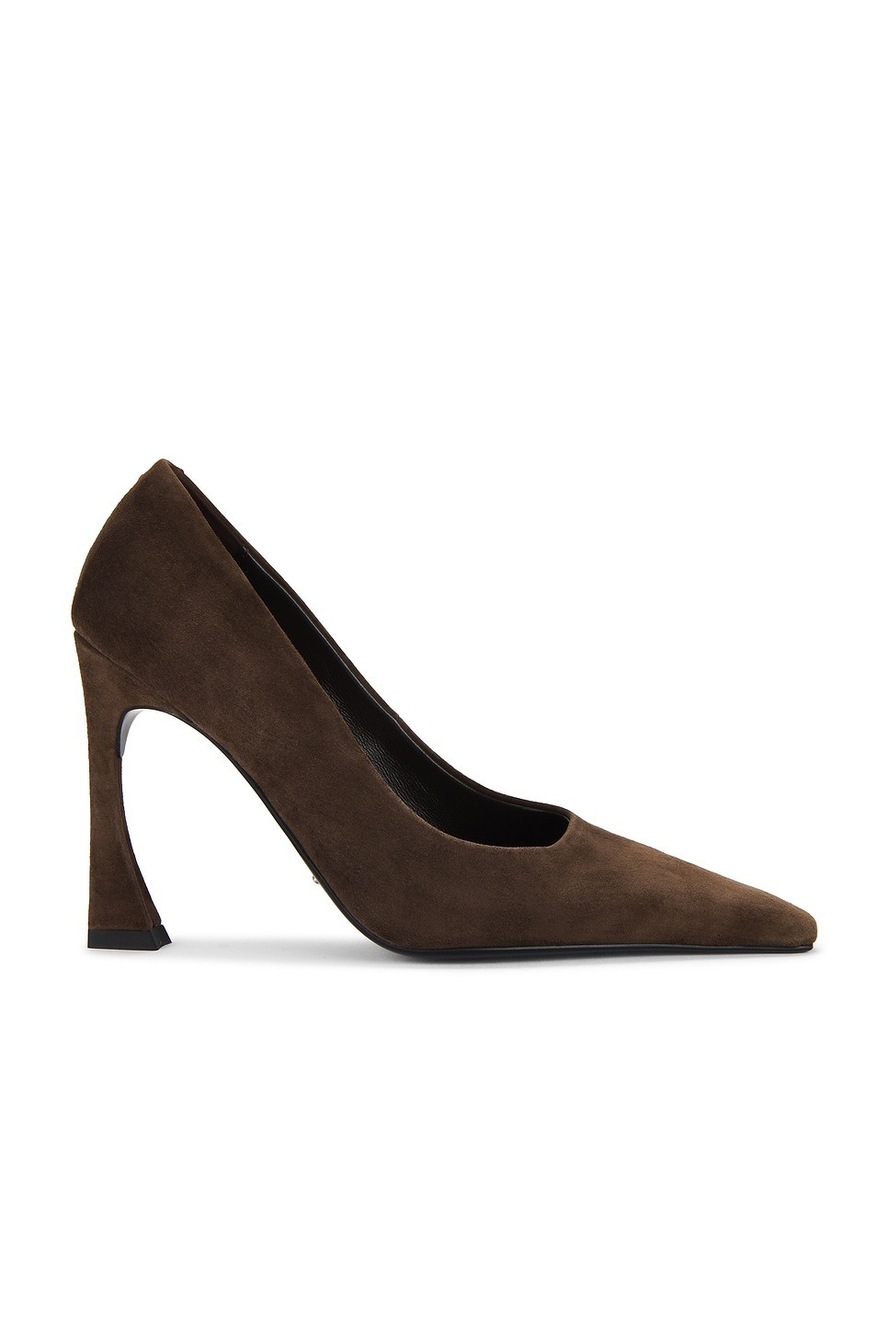 Tony Bianco Swish Heel in Espresso suede high flare heel square toe slip-on